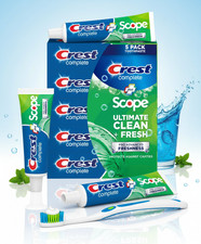 Crest Complete + Scope Active Foam Toothpaste 8.2oz 5-Pack Fresh Breath 0.68 per gallon