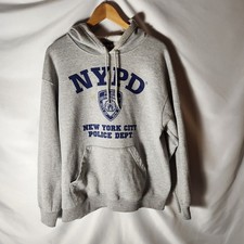 Vintage NYPD New York City Police Dept Gray Pullover Hoodie Size Large FOTL BEST