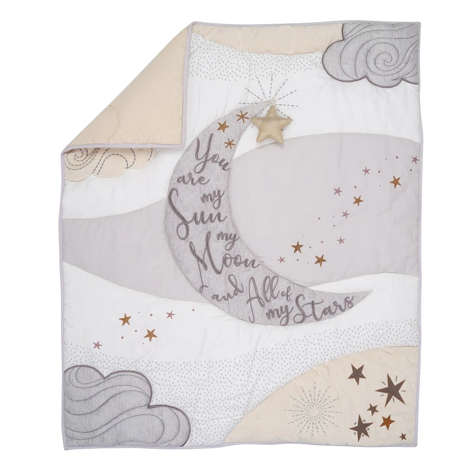 Conjunto de roupa de cama para berço Lambs & Ivy Goodnight Moon 3 peças berço celestial - Imagem 3 de 4