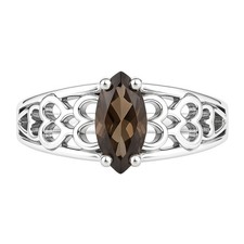 Natural Smoky Quartz - Brazil 925 Sterling Silver Ring s.8 Jewelry R-1143