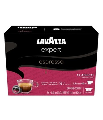 Lavazza Expert Espresso Classico Medium Roast, 100% Arabica Expires 3-30-27 36ct