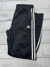 Adidas Track Pants Youth XL 16 Black 3 Stripe Joggers Ankle Cuff Athletic Soccer