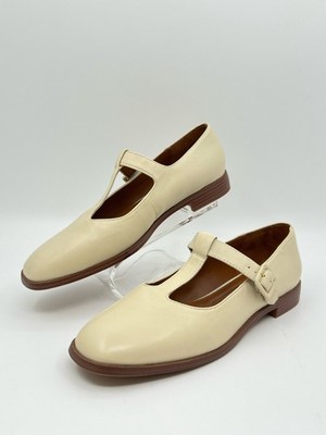 FRANCO SARTO T-Strap Mary Jane Flat Shoes SZ Cream Women
