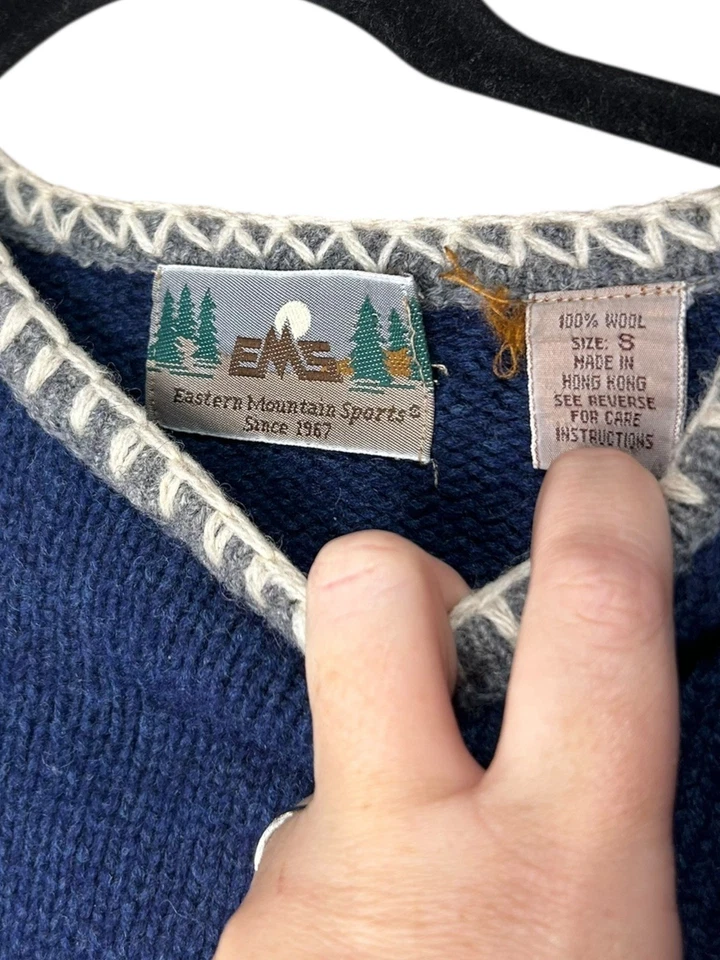 Suéter de lana azul marino vintage Eastern Mountain Sports para mujer pequeño Foto 4 de 4