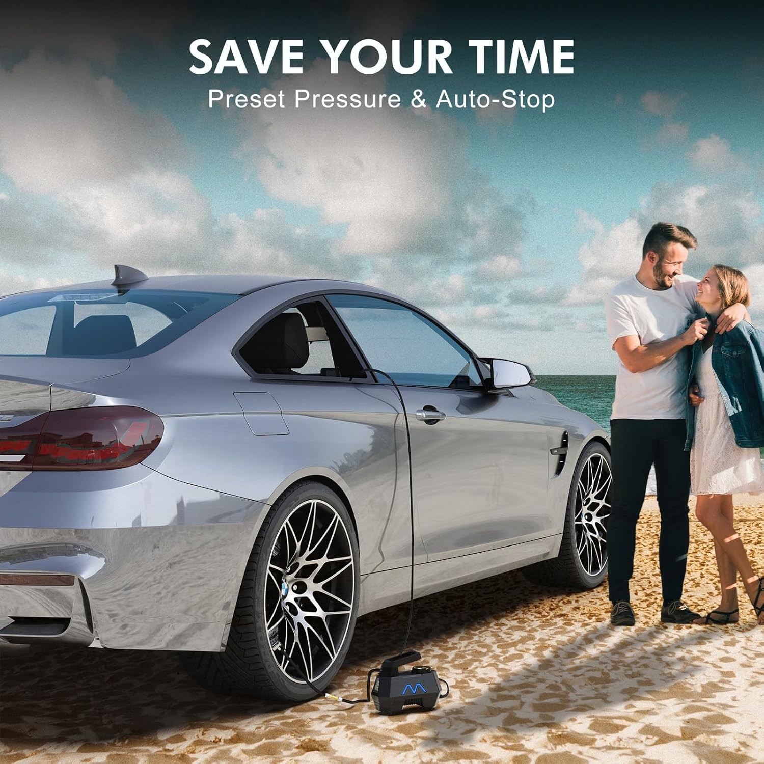 Tire Inflator Portable Air Compressor, DC 12V Air Pump for Car Tires with Digita