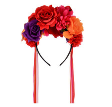 Women Day of the Dead Flower Crown Festival Headband Rose Mexican Floral Headpie