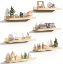 Floating Shelves 6 Pack Wall Mounted 15.7 Inch Wood Natural for Living Room