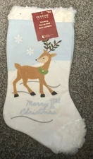 Holiday Living Blue Merry 1st Christmas Baby Deer 19”  Christmas Stocking NWT
