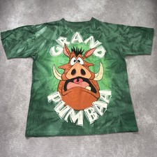 Vintage 90s Disney Store Pumbaa Shirt Mens 2XL Green Lion King Big Face