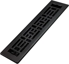 AJH212-BLK Oriental Floor Register, 2x12 Inches, Textured Black