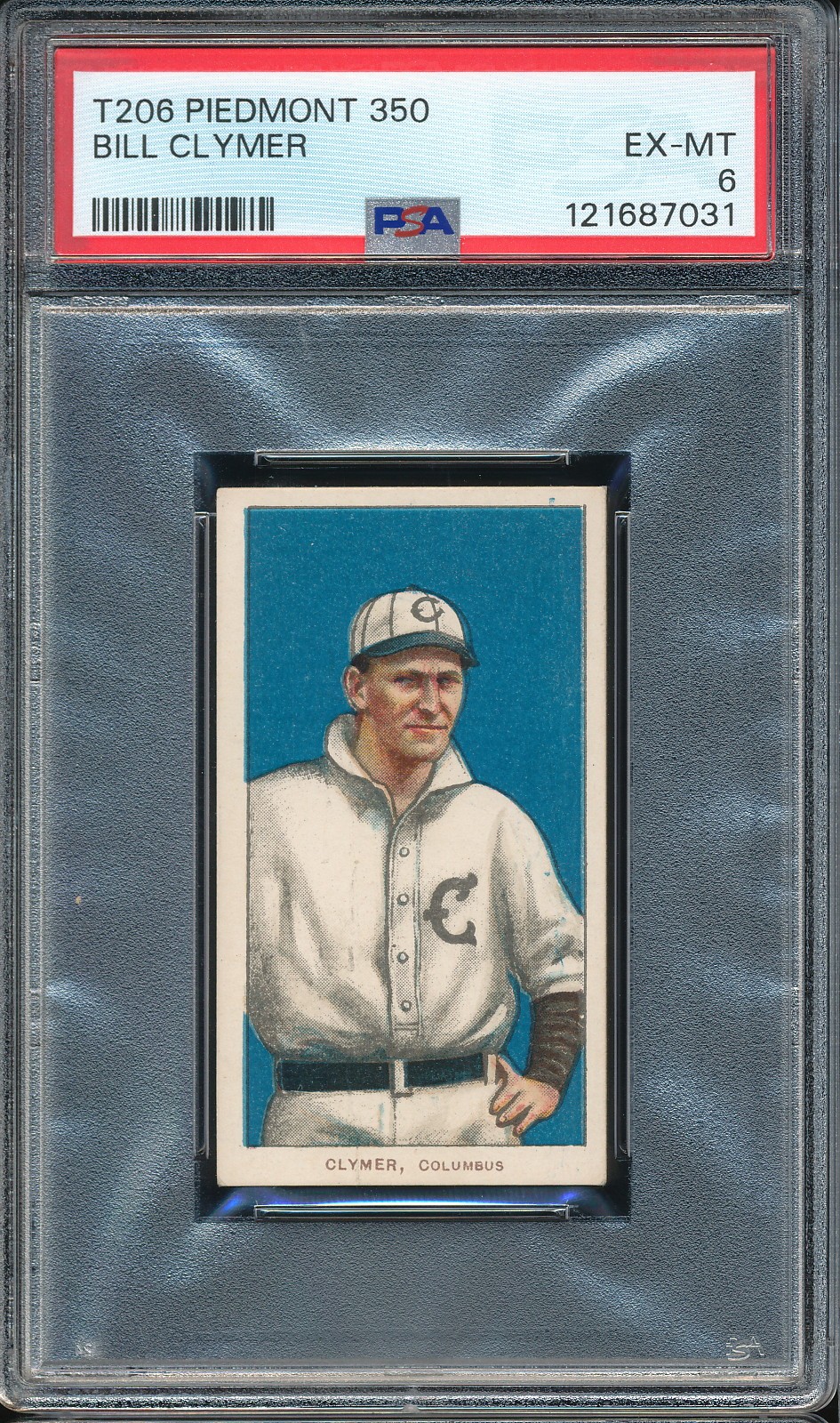 T206 Piedmont 350/25 Bill Clymer PSA 6 - Columbus