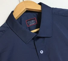 Untuckit Men's Gironde Shirt Navy Blue Short Sleeve Nylon Blend Stretch Size XXL