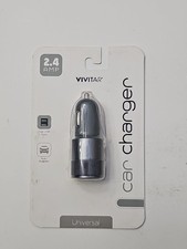 Vivitar Dual USB-A Car Charger - 2.4 Amps - Universal Device Support Silver