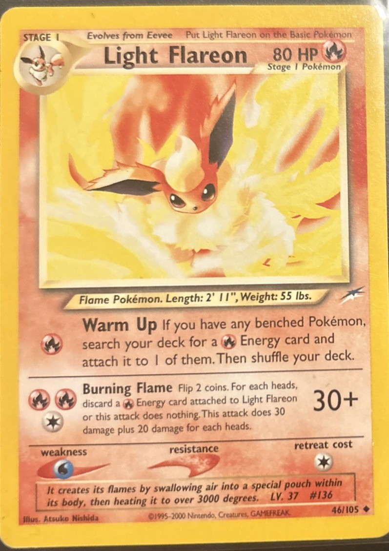 Light Flareon 46/105 Pokemon Neo Destiny Regular Rare Card - LP