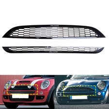 Schwarz glänzend Frontgrill Kühlergitter für MINI Mini R50,R53,Cabriolet R52