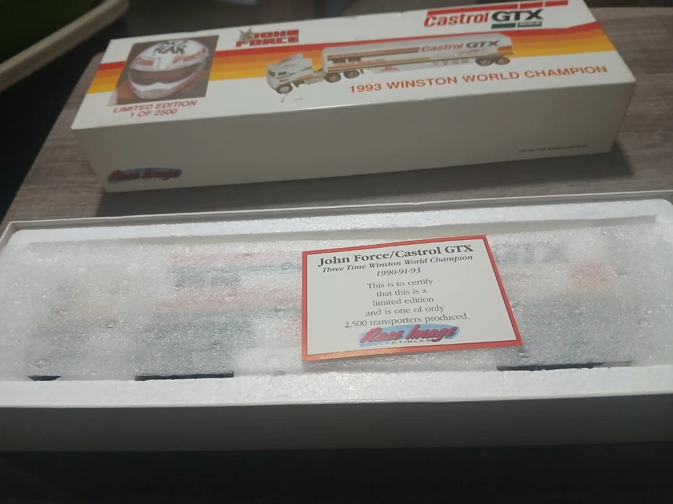 RARE NHRA 1/64 ERTL JOHN FORCE 1993 CASTROL HAULER COA - Image 4 of 4