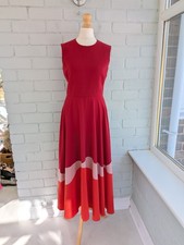 Roksanda red long a line colourblock dress UK size 8 Wedding Guest Party