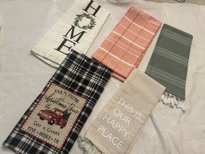 Set of 5 Decorative Kitchen Towels   Seasonal & Everyday Designs Farmhouse Sty