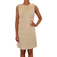 Ronni Ivory Lace Dress Floral Neckline Sleeveless Party Cocktail size 10