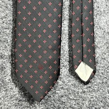 Christian Dior Tie Mens One Size Black Silk Jacquard Geometric Medallion