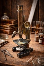 Vintage Bausch & Lomb Antique Brass Microscope From A Old University