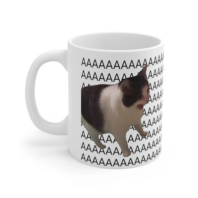 AAAAAA Yelling Cat Meme Coffee Mug Funny Screaming Cat Ceramic Cup 11oz 15oz