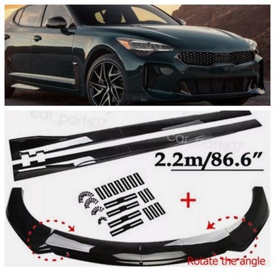 Front Bumper Spoiler Lip+Side Skirts 86.6''/2.2m For Kia Stinger 18-2022 US