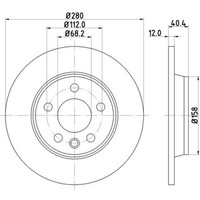 Hella Bremsscheiben Hinten Ø280 Mm Voll FüR Vw Transporter Iv Bus 70XB 70XC 7DB