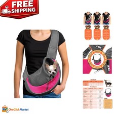 Stylish Pink Pet Sling Carrier for Small Dogs Cats Hands-Free Travel Delight