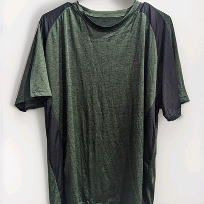NWOT Real Essentials Brand Activewear Top Green/Black Colorblock T-Shirt Men 2XL