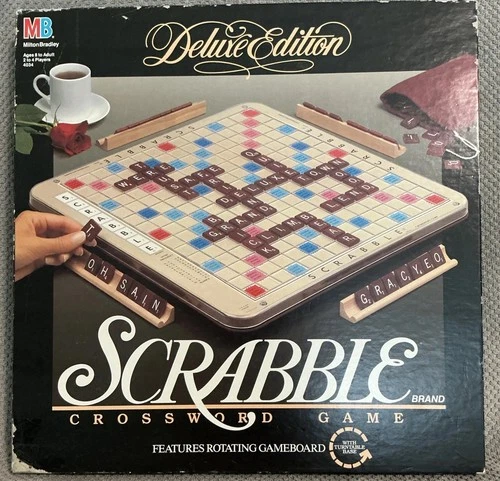 Scrabble Deluxe Edition Vintage 1989 Rotating Turntable COMPLETE Milton Bradley
