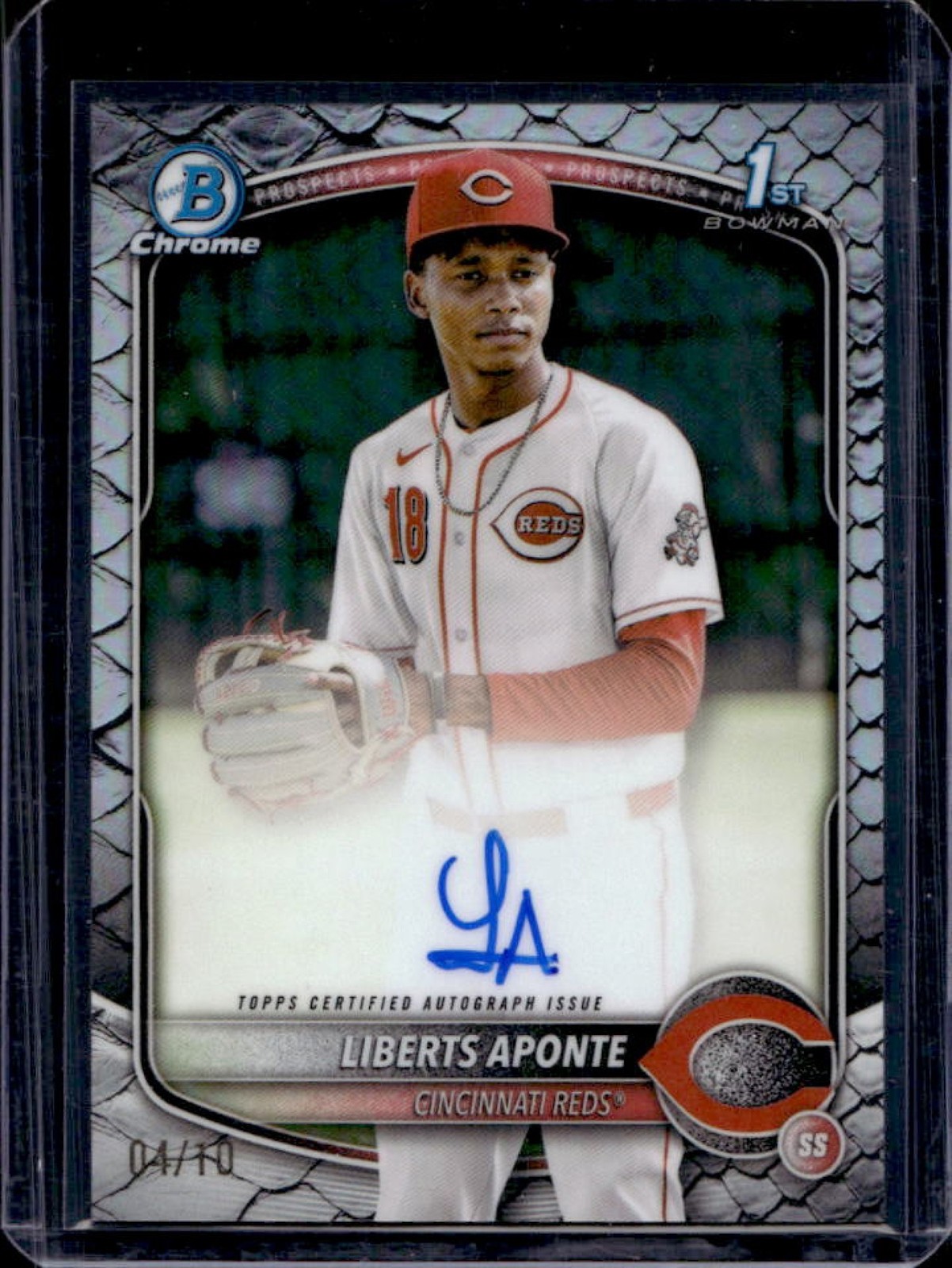 2025 Bowman Chrome Liberts Aponte Auto Reptilian Black Refractor 1st #4/10