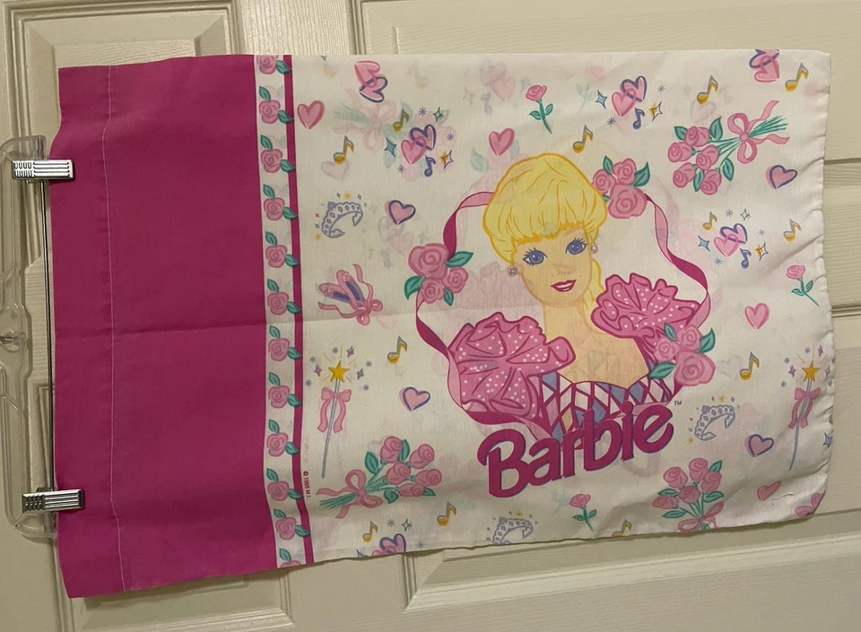 Vintage BARBIE Standard Bed Pillow Case Ballerina Hearts Ballet Flowers 1995 - Image 2 of 4
