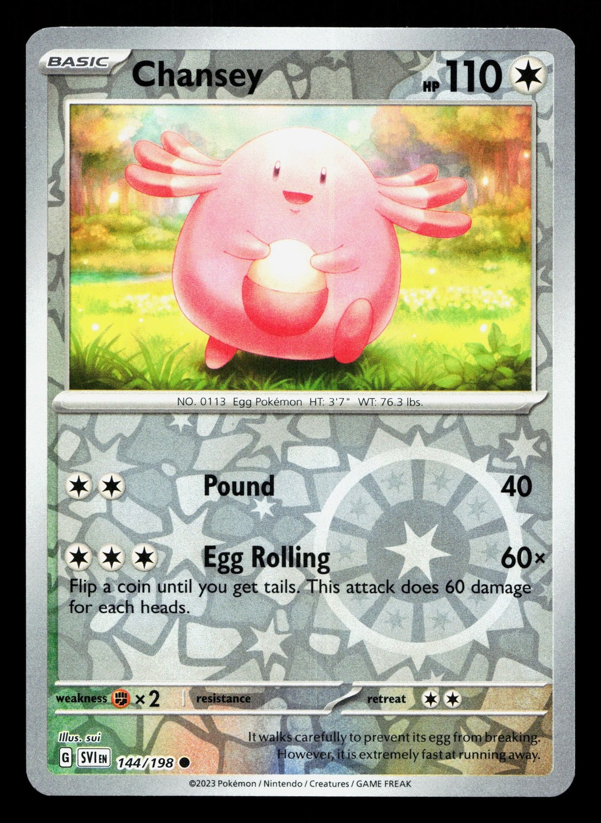 Chansey 144/198 Scarlet & Violet NM Reverse Holo Pokemon Card TCG