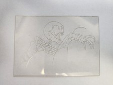 1980's Vintage Tattoo Flash Acetate 3x5 Skeleton Skull