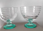 Anchor Hocking Vintage/MCM Swirled Glass Pedestal Dessert Dish With a Green Base