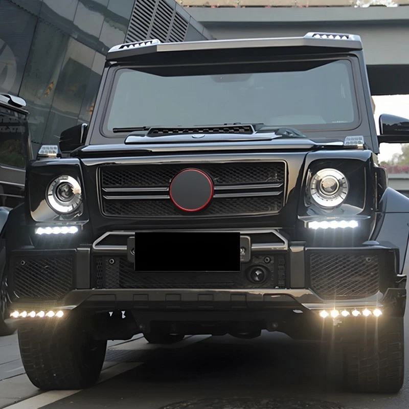 Fits Mercedes-Benz W463 G63 1990-2018 Carbon Color Front Bumper Splitter W/ LED Foto 2 de 4
