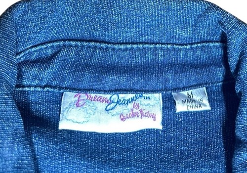 Quacker Factory Dream Jeannes Dark Wash Rhinestone Knit Denim Jean Jacket Size M - Picture 10 of 12