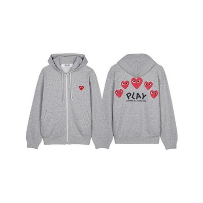 Comme Des Garcons T250 051 GRAU FW25 Unisex Multi Heart Print Zip-up 154317366