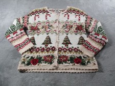 Vintage Tiara International Sweater Womens Small Multicolor Christmas Cardigan
