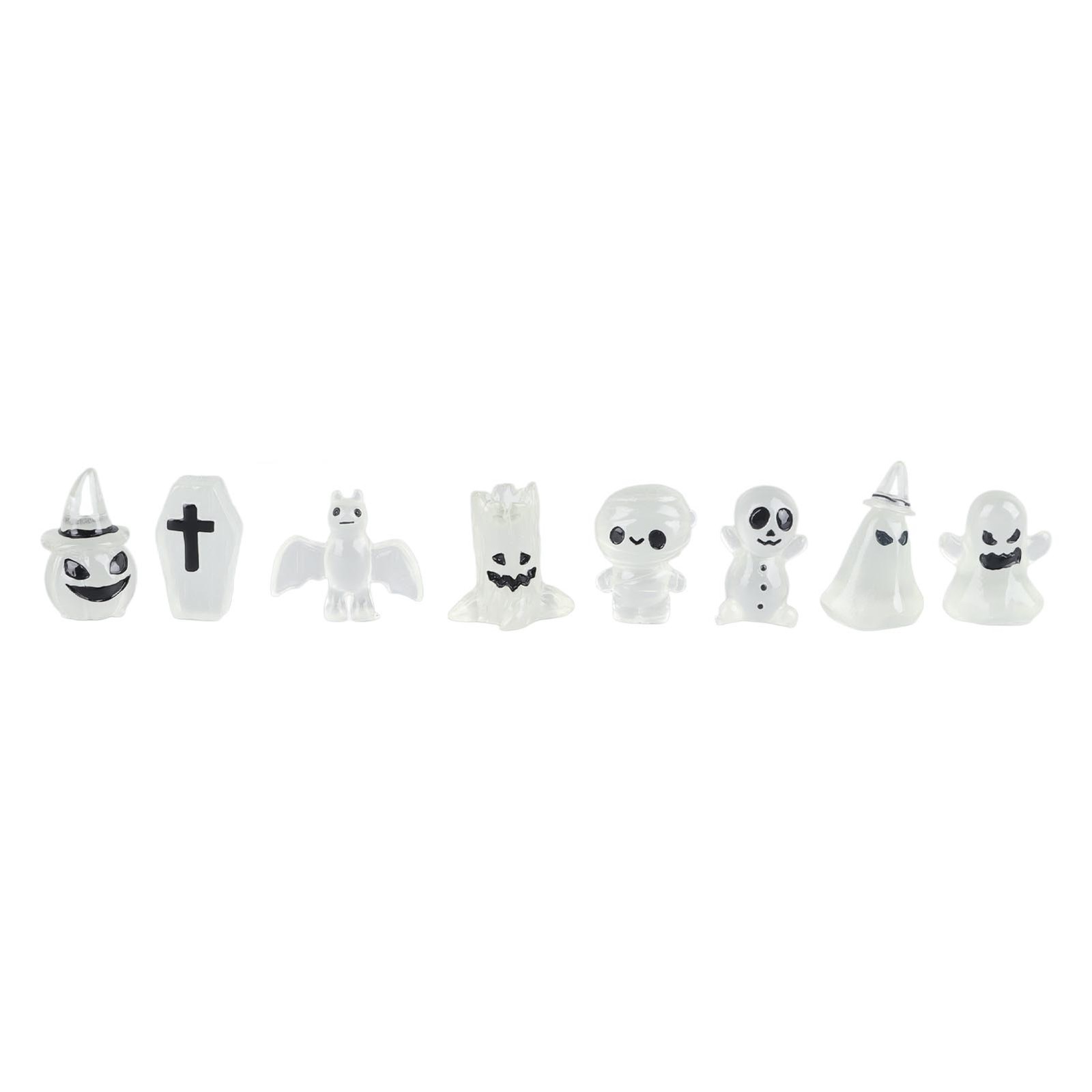 8Pcs Halloween Ornaments Miniature Luminous Tombstone Pumpkin Skull Ghost Garden