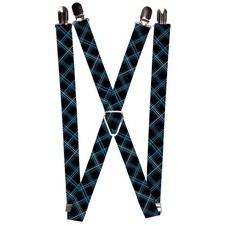  Suspenders - 1.0  - Plaid Black/Turquoise/Gray ACC NEW