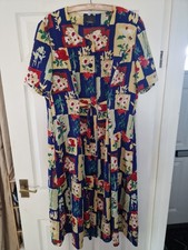 Ladies Vintage Nineties Floral Tea Dress By Marcelle Griffon,Eur 46,Polyester,VG