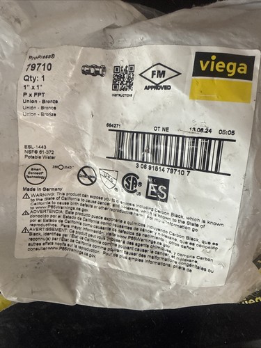Viega ProPress 79710 1" x 1" Bronze Press x FPT Female Union Fitting Potable