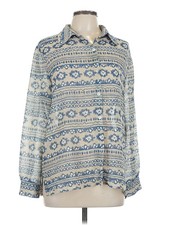 Alfred Dunner Women Blue Long Sleeve Blouse 12