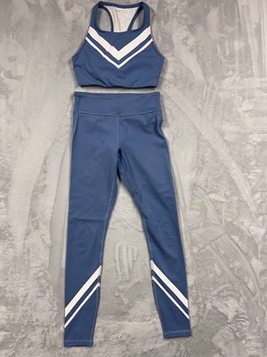Tory Sport XS Blue Chevron Activewear Set Sports Bra Leggings Outfit Yoga Gym