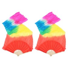  1 paio di ventagli colorati in velo di seta per danza del ventre - Ventagli di
