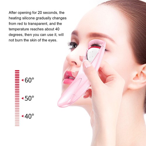 Electric Heated Eyelash Curler Quick Heating Natural Battery Powered Women Lash - Foto 10 di 12