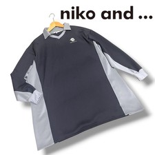 niko and... Bicolor Long Sleeve Polo Pullover Gray M Used