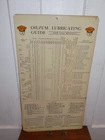 Vintage Oilzum 1934 Models General Lubrication Instructions Cardboard Chart